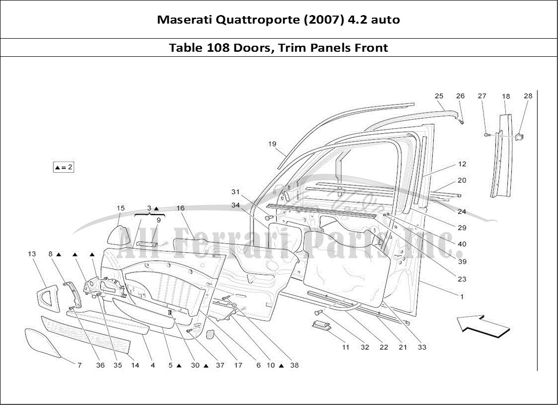 Ferrari Parts Maserati QTP. (2007) 4.2 auto Page 108 Front Doors: Trim Panels