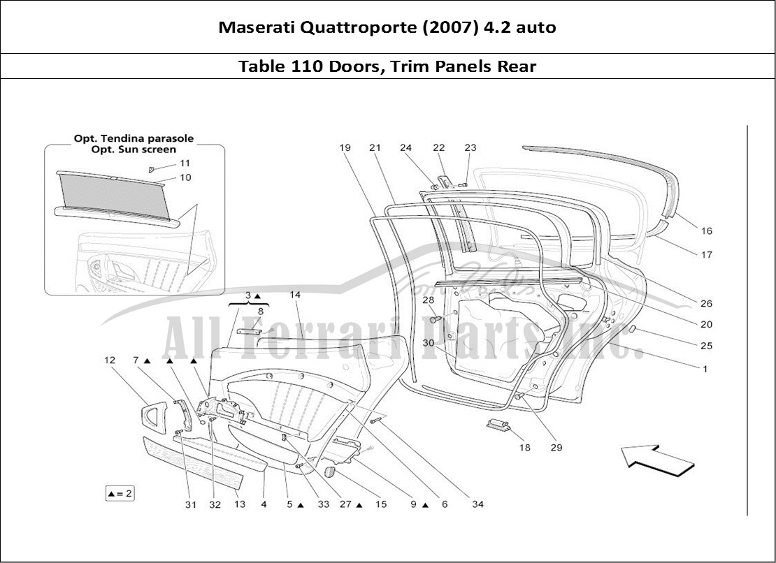 Ferrari Parts Maserati QTP. (2007) 4.2 auto Page 110 Rear Doors: Trim Panels