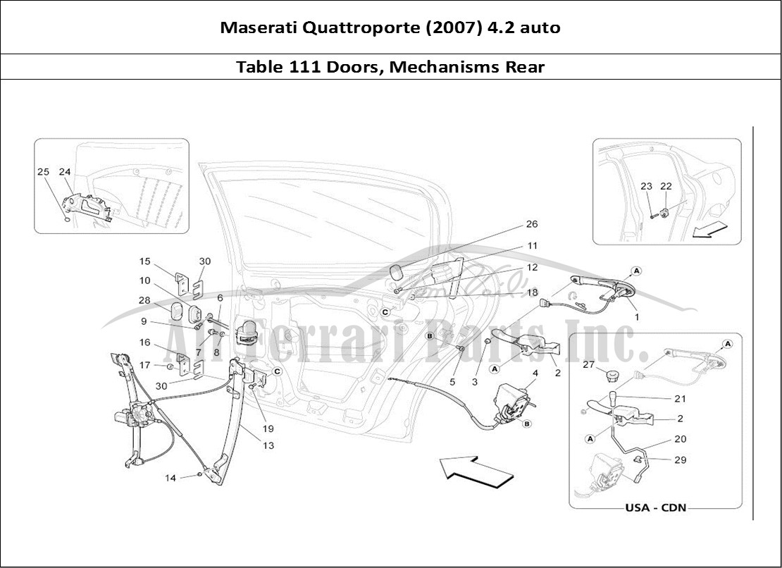 Ferrari Parts Maserati QTP. (2007) 4.2 auto Page 111 Rear Doors: Mechanisms