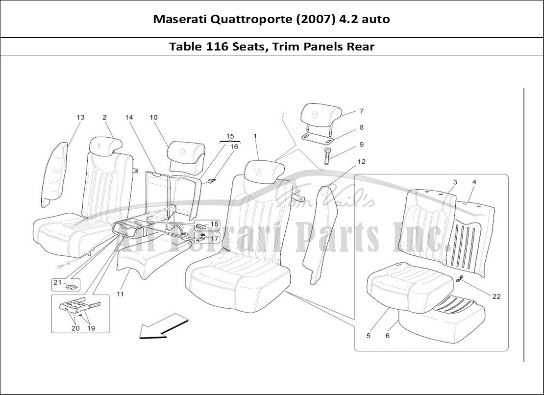 Ferrari Parts Maserati QTP. (2007) 4.2 auto Page 116 Rear Seats: Trim Panels