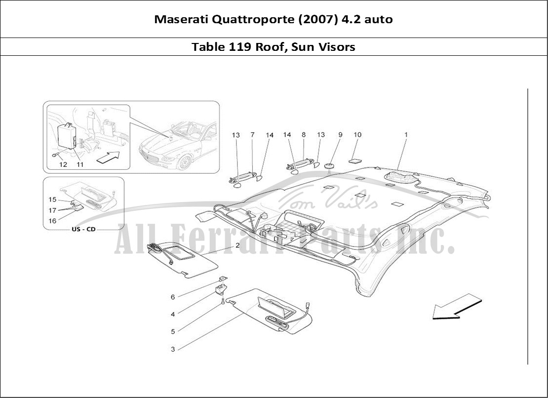 Ferrari Parts Maserati QTP. (2007) 4.2 auto Page 119 Roof And Sun Visors