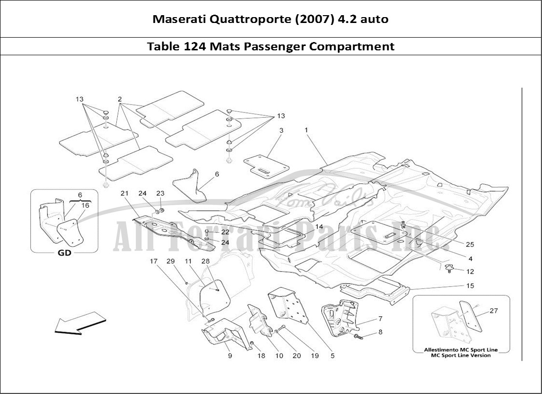 Ferrari Parts Maserati QTP. (2007) 4.2 auto Page 124 Passenger Compartment Mat