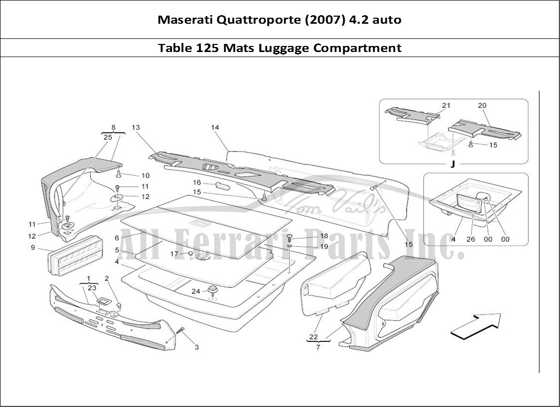 Ferrari Parts Maserati QTP. (2007) 4.2 auto Page 125 Luggage Compartment Mats