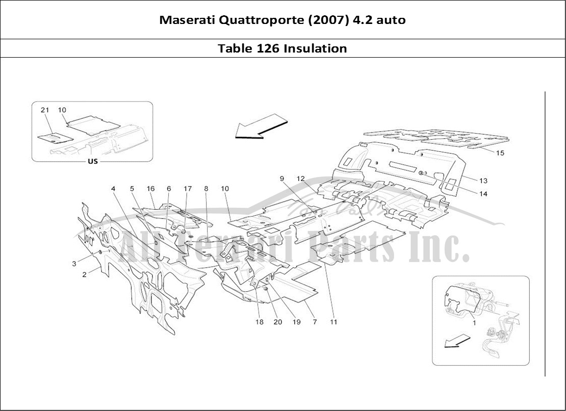 Ferrari Parts Maserati QTP. (2007) 4.2 auto Page 126 Sound-proofing Panels Ins