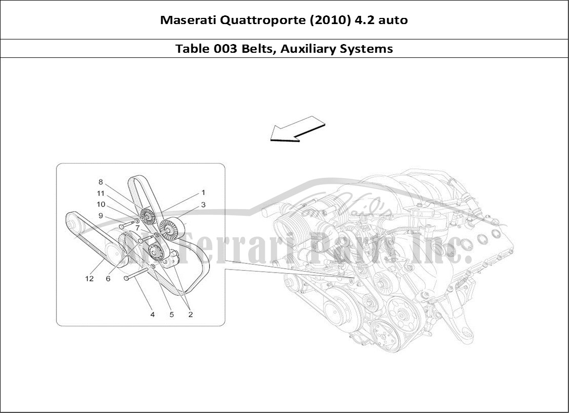 Ferrari Parts Maserati QTP. (2010) 4.2 auto Page 003 Auxiliary Device Belts