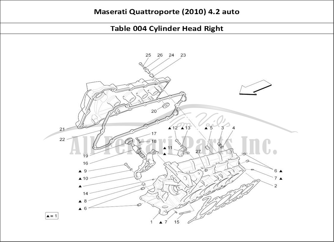 Ferrari Parts Maserati QTP. (2010) 4.2 auto Page 004 Rh Cylinder Head