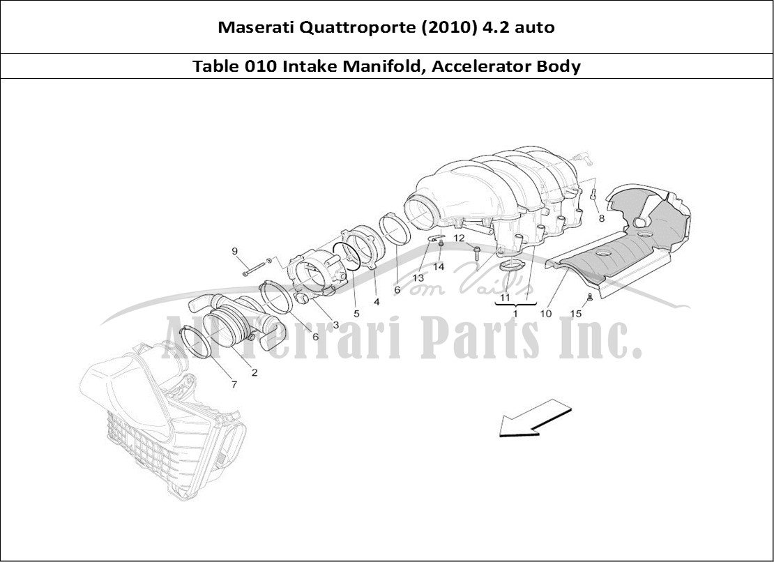 Ferrari Parts Maserati QTP. (2010) 4.2 auto Page 010 Intake Manifold And Thro