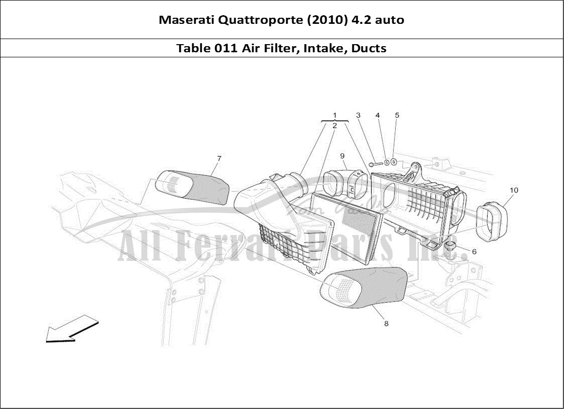 Ferrari Parts Maserati QTP. (2010) 4.2 auto Page 011 Air Filter, Air Intake A