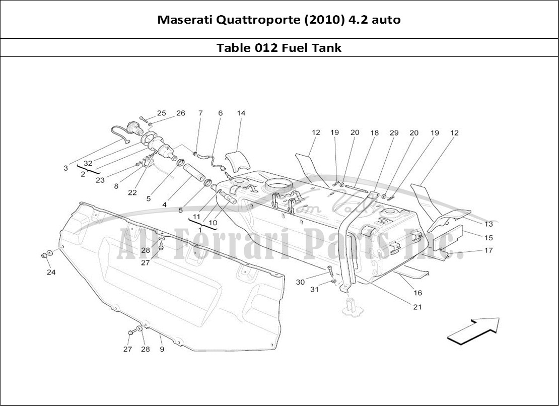 Ferrari Parts Maserati QTP. (2010) 4.2 auto Page 012 Fuel Tank