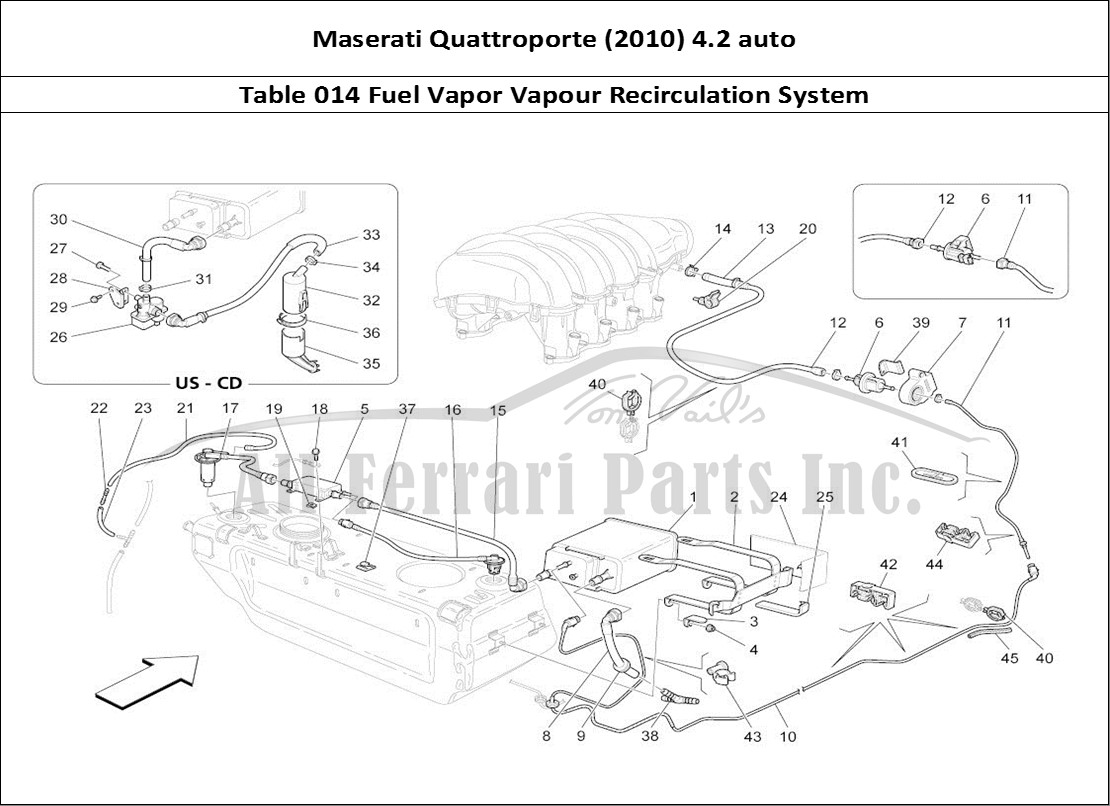 Ferrari Parts Maserati QTP. (2010) 4.2 auto Page 014 Fuel Vapour Recirculatio