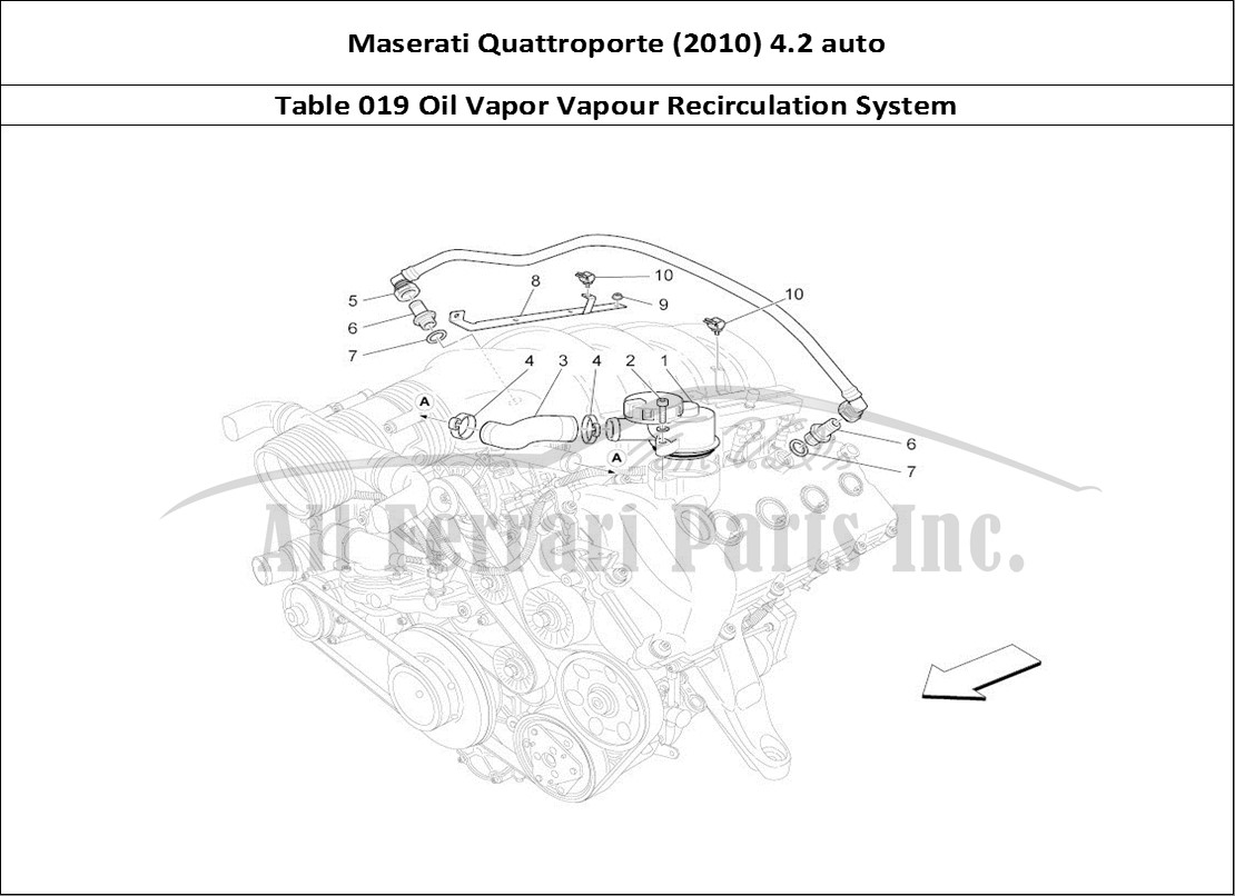 Ferrari Parts Maserati QTP. (2010) 4.2 auto Page 019 Oil Vapour Recirculation