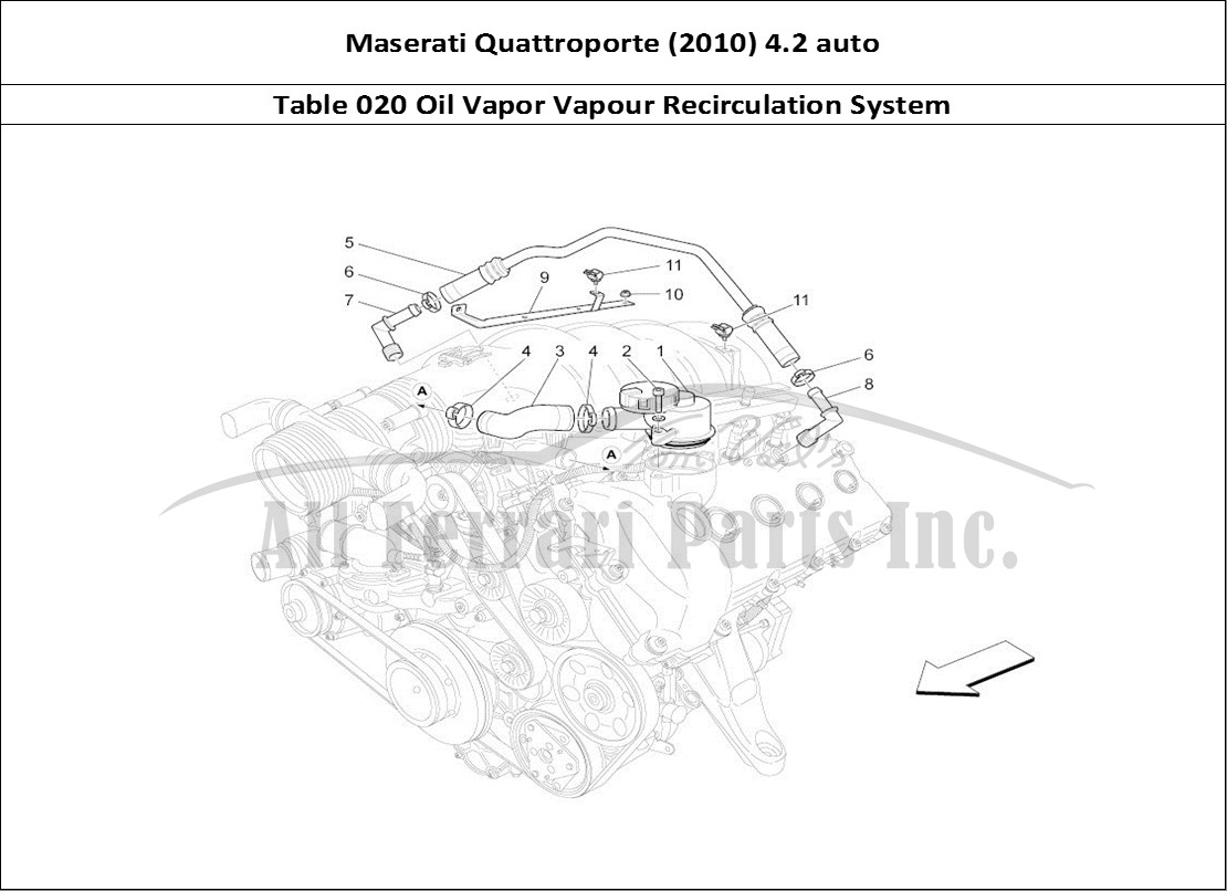 Ferrari Parts Maserati QTP. (2010) 4.2 auto Page 020 Oil Vapour Recirculation
