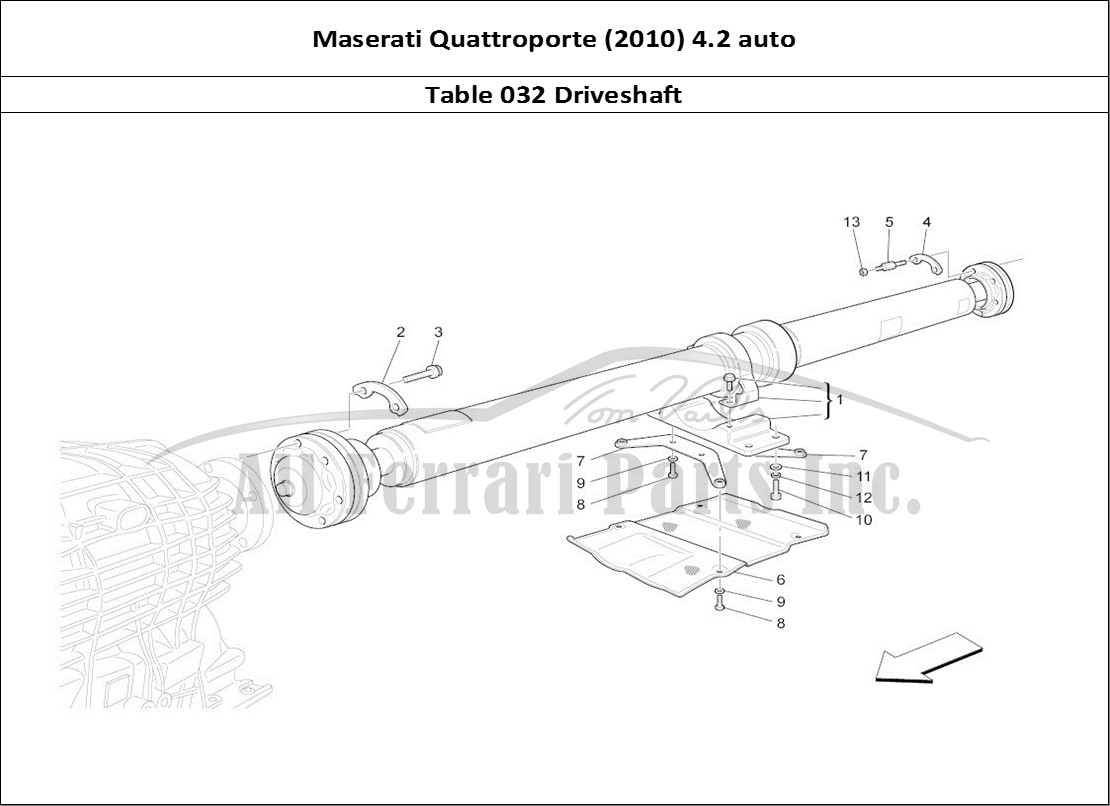 Ferrari Parts Maserati QTP. (2010) 4.2 auto Page 032 Transmission Pipe