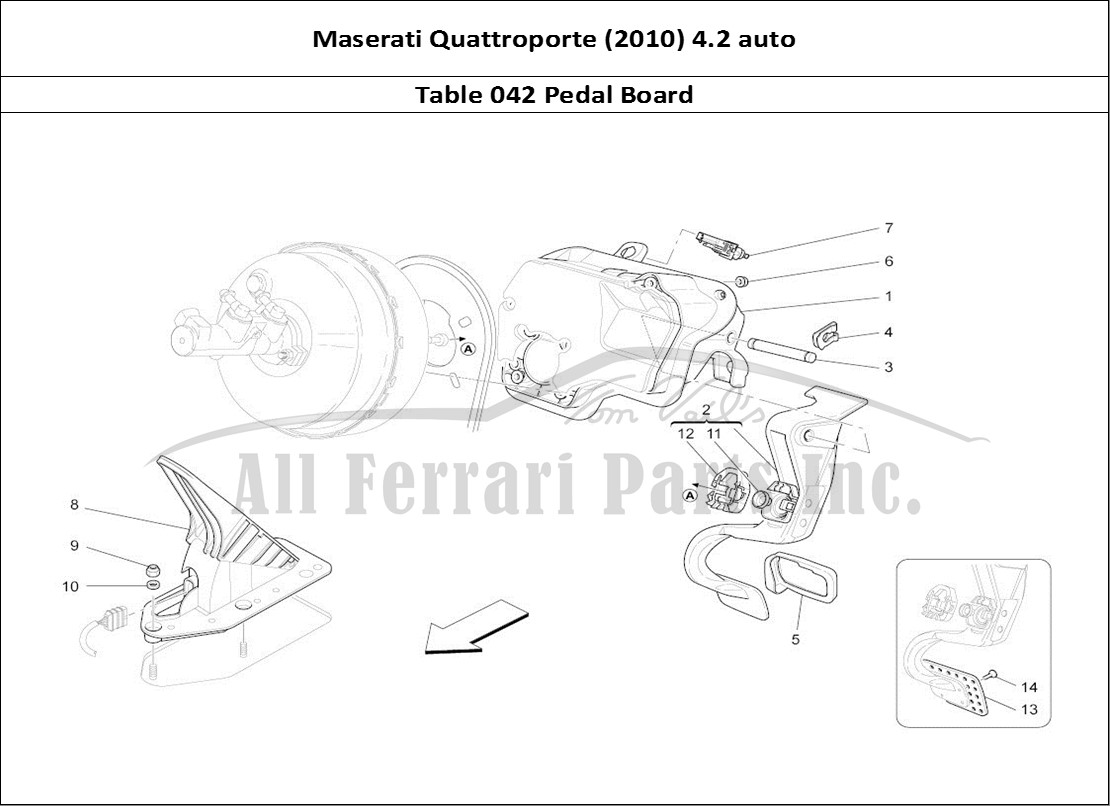 Ferrari Parts Maserati QTP. (2010) 4.2 auto Page 042 Complete Pedal Board Uni