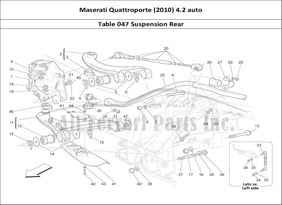 Ferrari Parts Maserati QTP. (2010) 4.2 auto Page 047 Rear Suspension