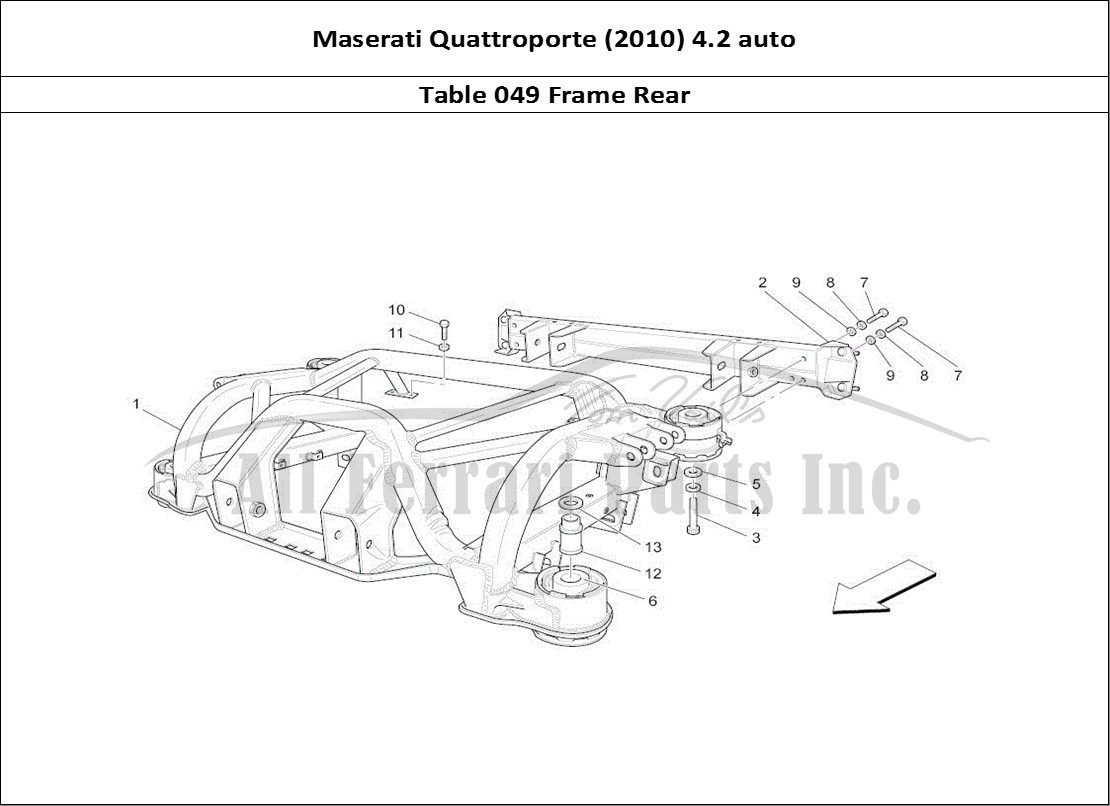 Ferrari Parts Maserati QTP. (2010) 4.2 auto Page 049 Rear Chassis