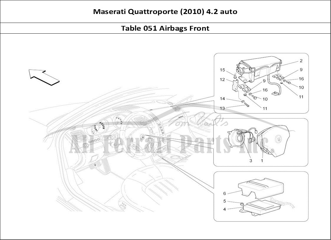 Ferrari Parts Maserati QTP. (2010) 4.2 auto Page 051 Front Airbag System