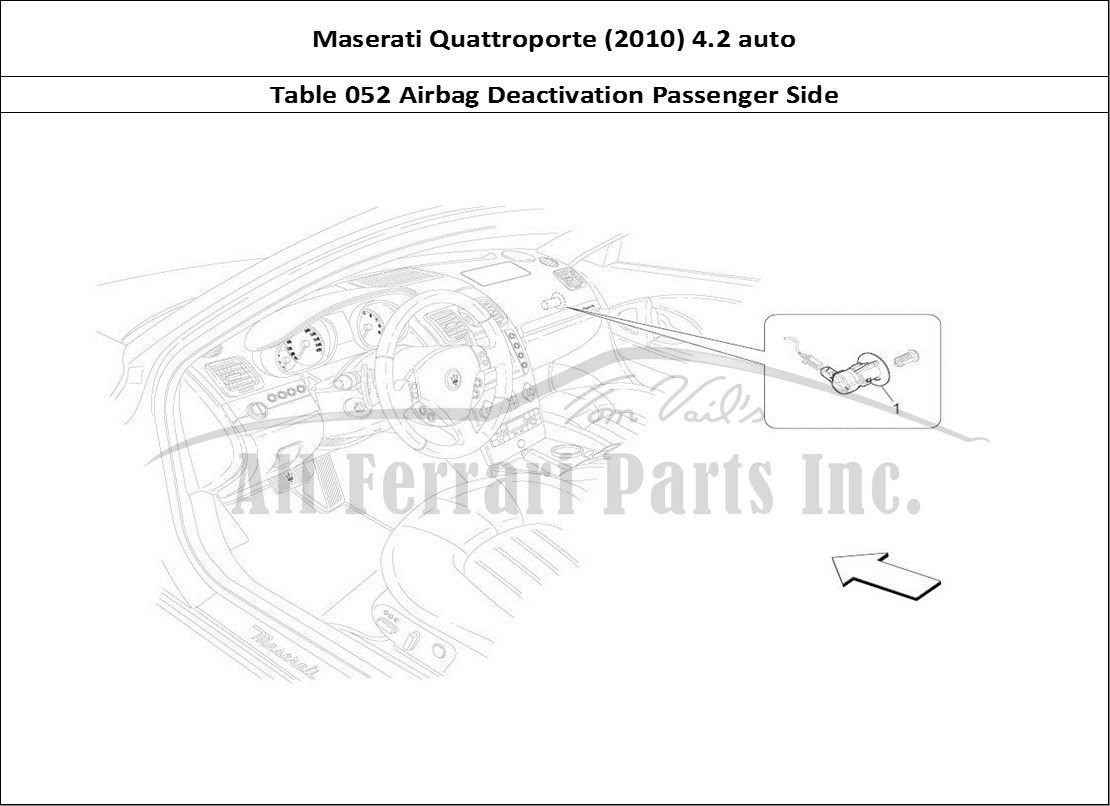 Ferrari Parts Maserati QTP. (2010) 4.2 auto Page 052 Passenger's Airbag-deact