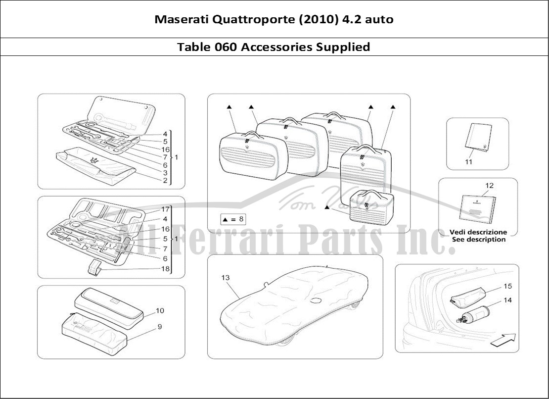 Ferrari Parts Maserati QTP. (2010) 4.2 auto Page 060 Accessories Provided