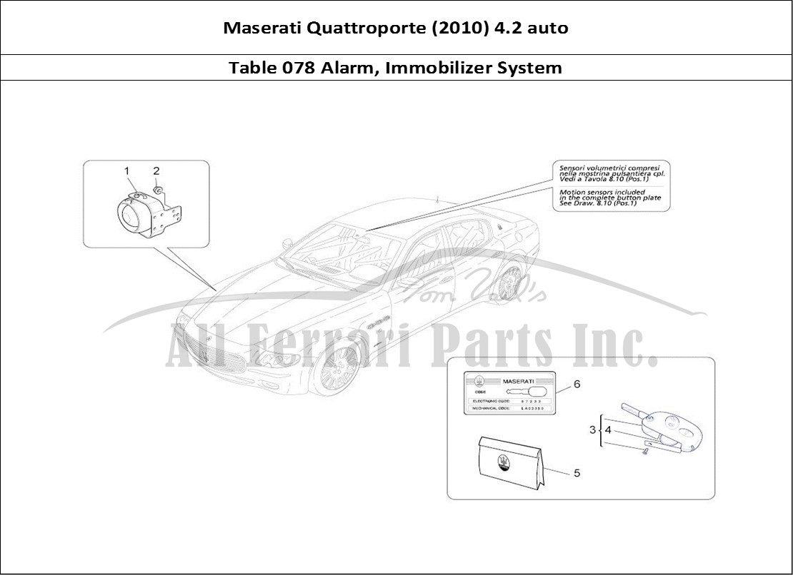 Ferrari Parts Maserati QTP. (2010) 4.2 auto Page 078 Alarm And Immobilizer Sy