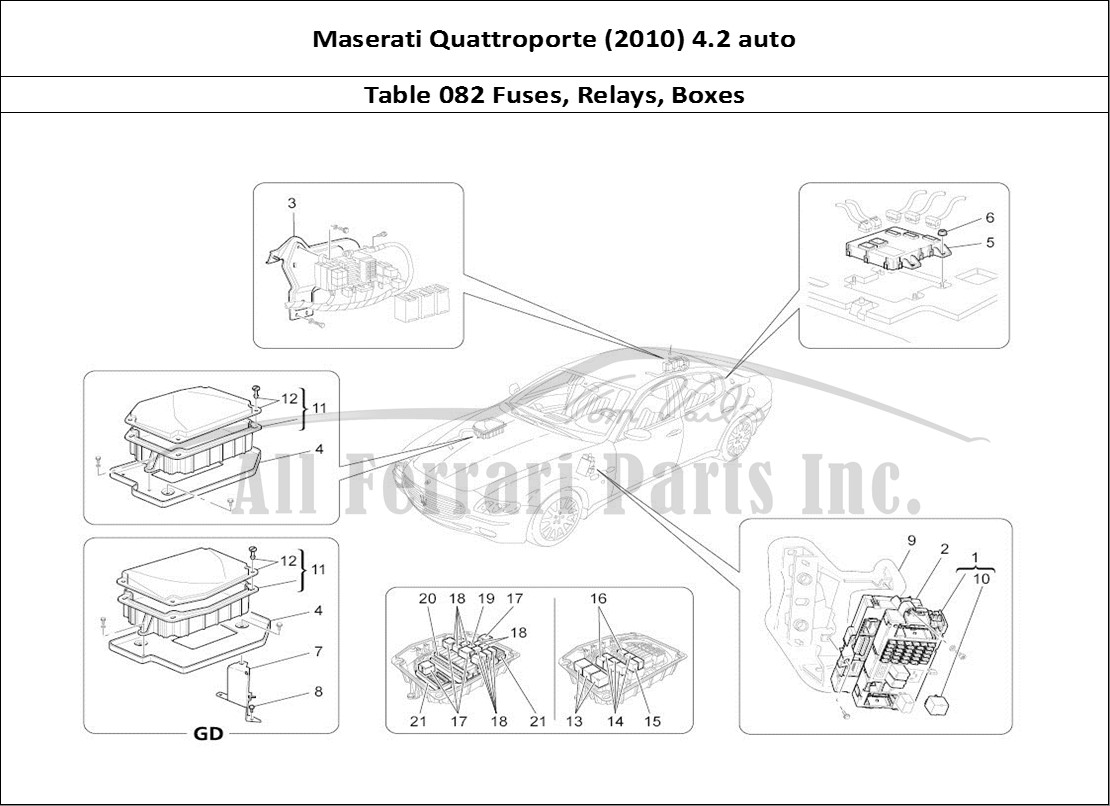 Ferrari Parts Maserati QTP. (2010) 4.2 auto Page 082 Relays, Fuses And Boxes