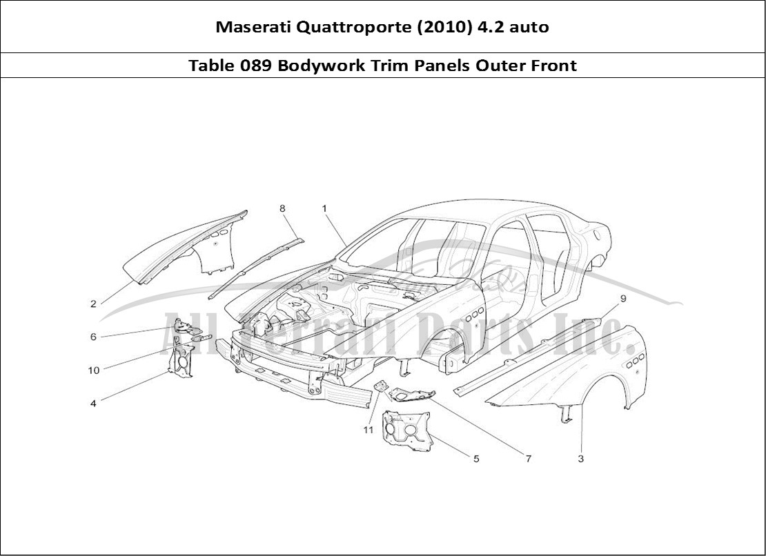 Ferrari Parts Maserati QTP. (2010) 4.2 auto Page 089 Bodywork And Front Outer