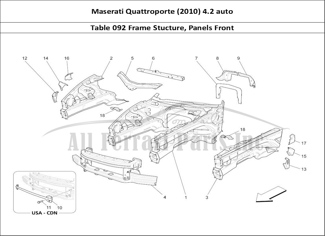 Ferrari Parts Maserati QTP. (2010) 4.2 auto Page 092 Front Structural Frames