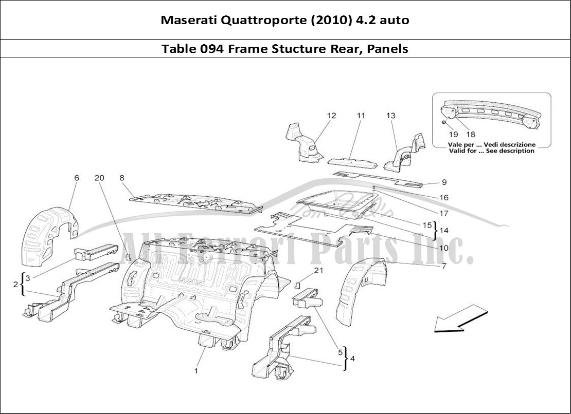 Ferrari Parts Maserati QTP. (2010) 4.2 auto Page 094 Rear Structural Frames A