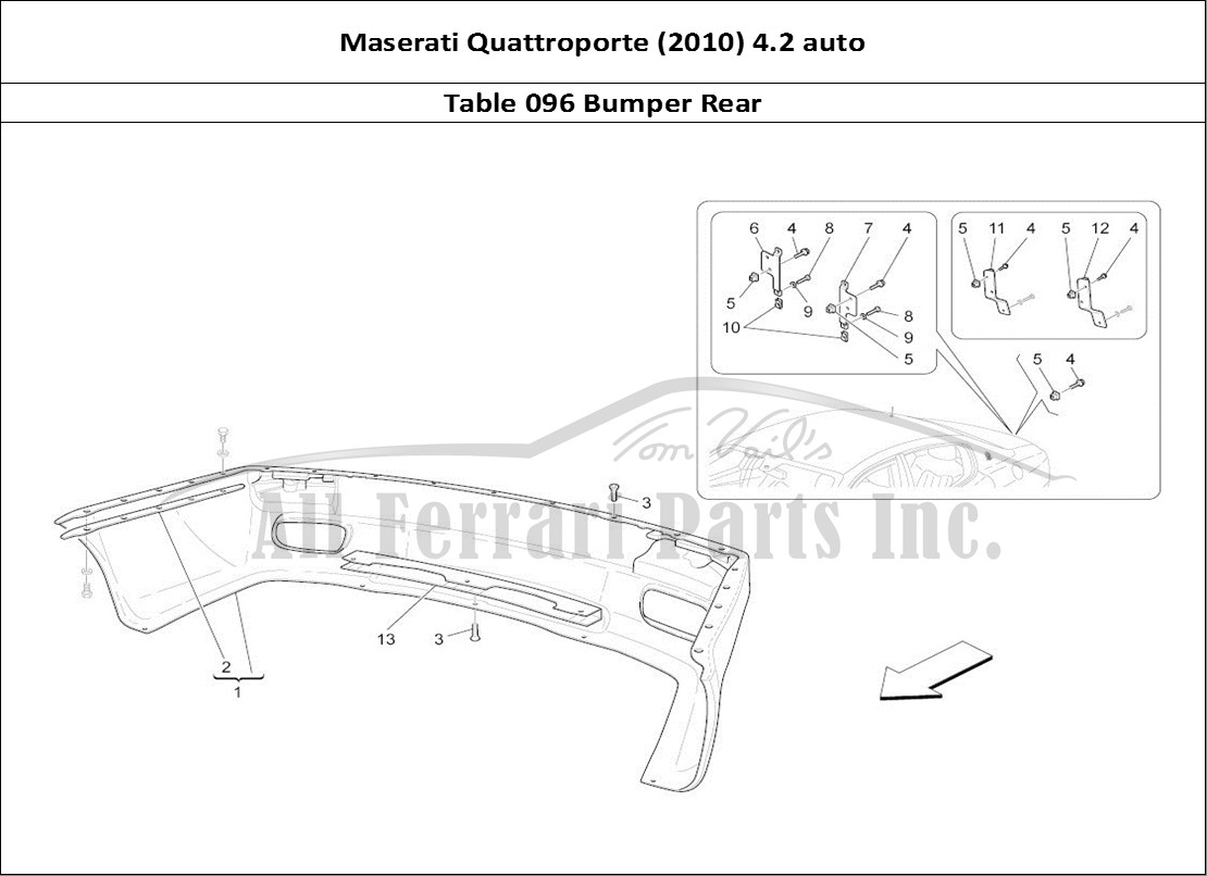 Ferrari Parts Maserati QTP. (2010) 4.2 auto Page 096 Rear Bumper