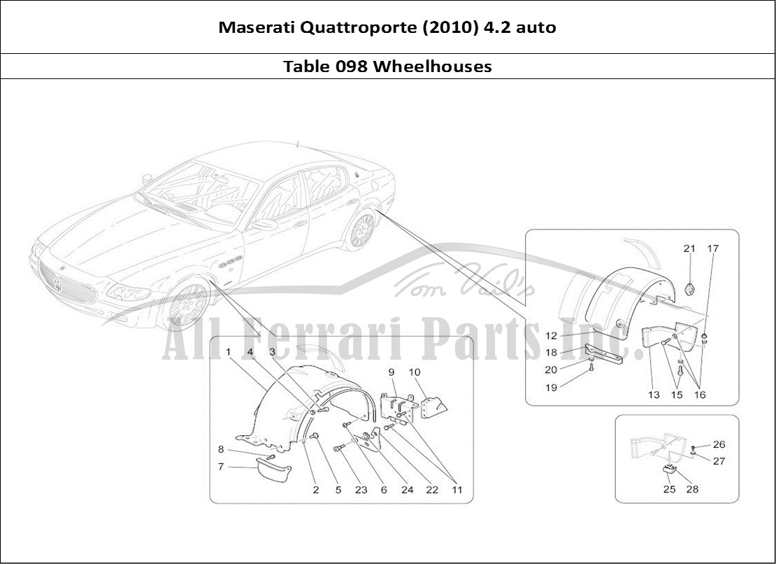 Ferrari Parts Maserati QTP. (2010) 4.2 auto Page 098 Wheelhouse And Lids