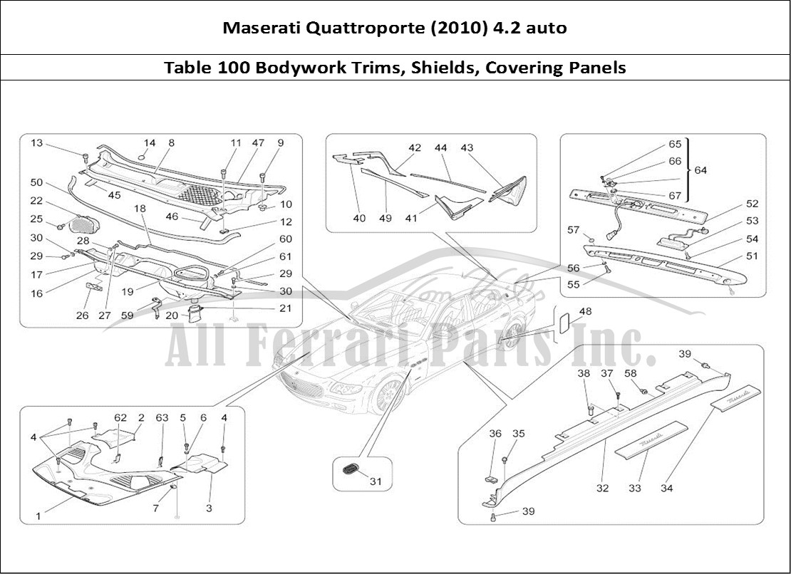 Ferrari Parts Maserati QTP. (2010) 4.2 auto Page 100 Shields, Trims And Cover