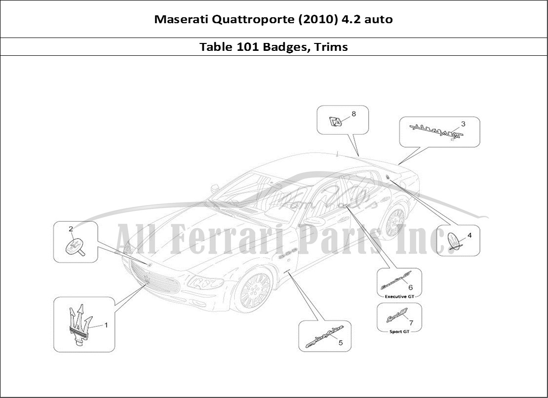 Ferrari Parts Maserati QTP. (2010) 4.2 auto Page 101 Trims, Brands And Symbol