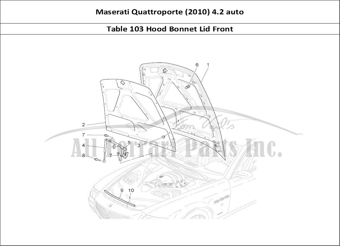 Ferrari Parts Maserati QTP. (2010) 4.2 auto Page 103 Front Lid