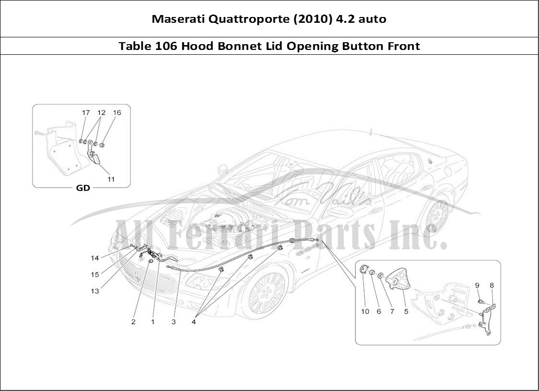 Ferrari Parts Maserati QTP. (2010) 4.2 auto Page 106 Front Lid Opening Button