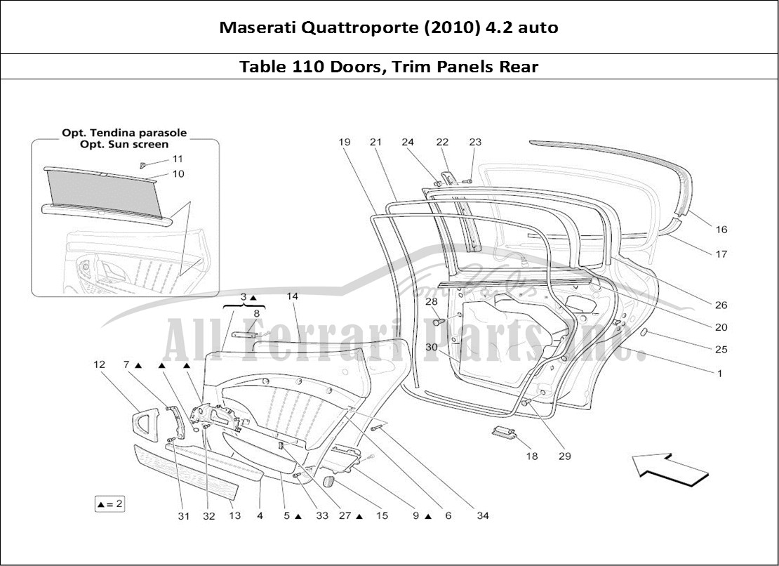 Ferrari Parts Maserati QTP. (2010) 4.2 auto Page 110 Rear Doors: Trim Panels