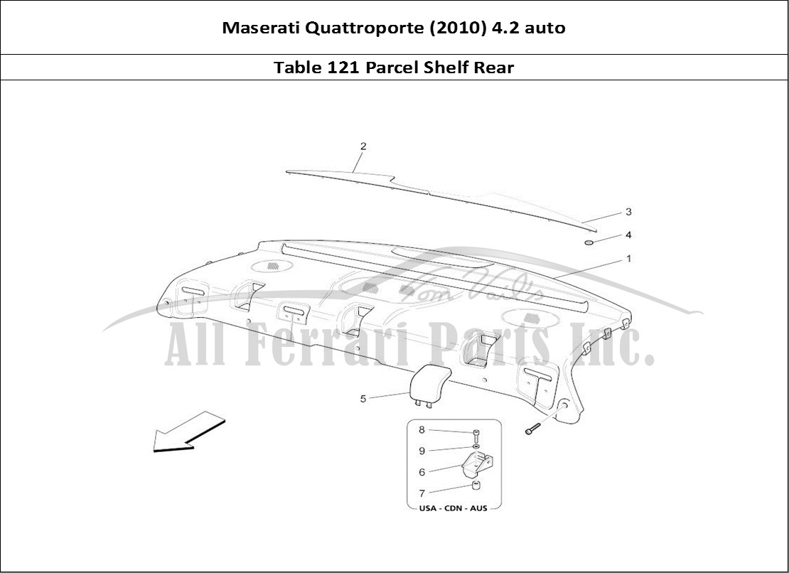 Ferrari Parts Maserati QTP. (2010) 4.2 auto Page 121 Rear Parcel Shelf