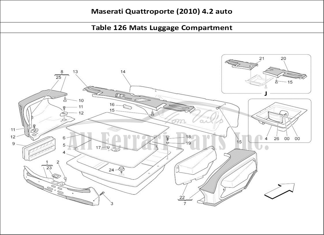 Ferrari Parts Maserati QTP. (2010) 4.2 auto Page 126 Luggage Compartment Mats