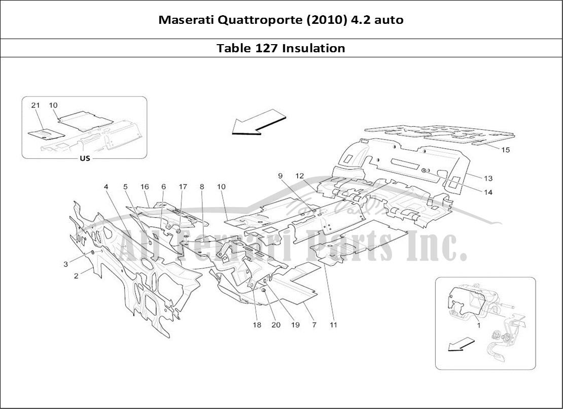Ferrari Parts Maserati QTP. (2010) 4.2 auto Page 127 Sound-proofing Panels In