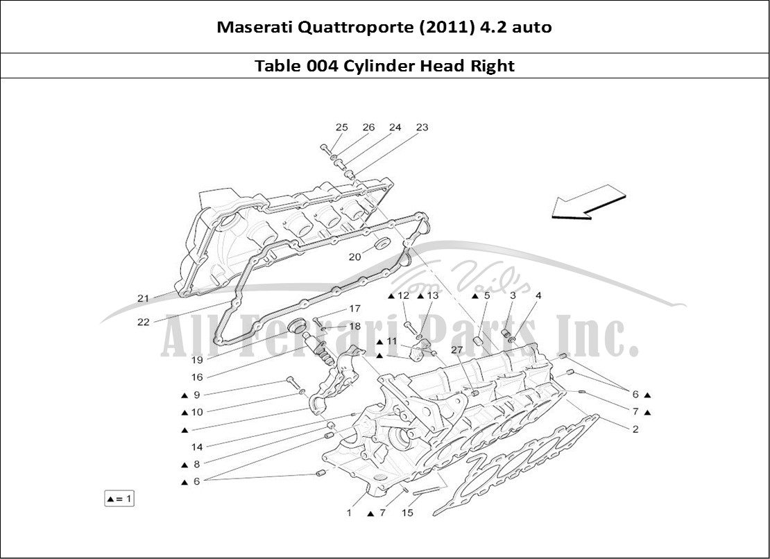 Ferrari Parts Maserati QTP. (2011) 4.2 auto Page 004 Rh Cylinder Head