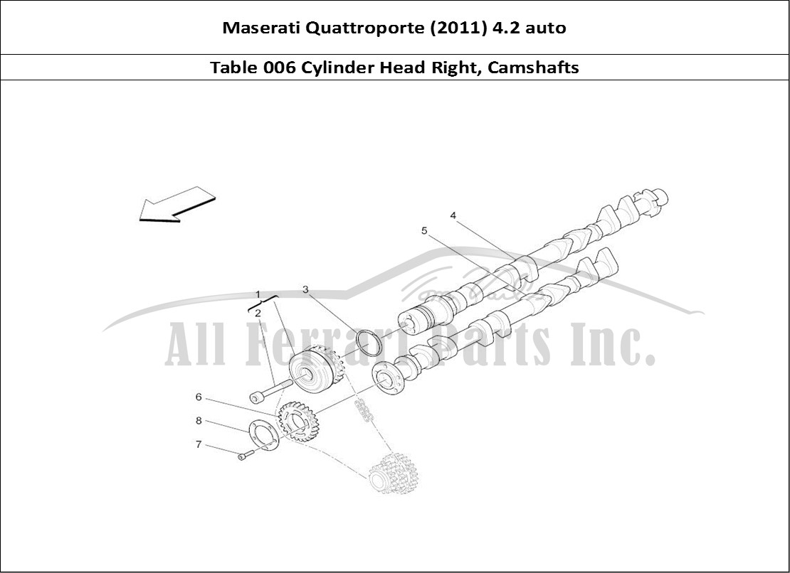 Ferrari Parts Maserati QTP. (2011) 4.2 auto Page 006 Rh Cylinder Head Camshaft