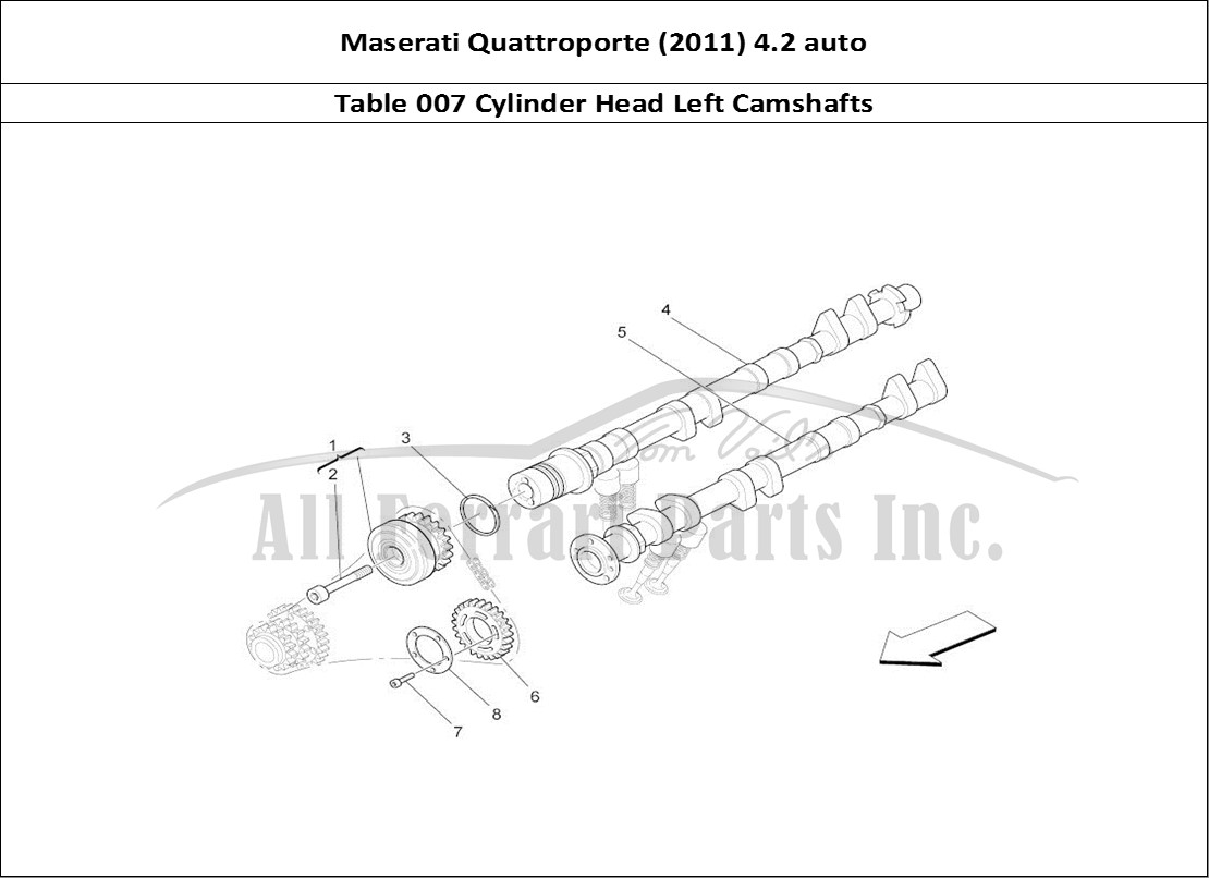 Ferrari Parts Maserati QTP. (2011) 4.2 auto Page 007 Lh Cylinder Head Camshaft