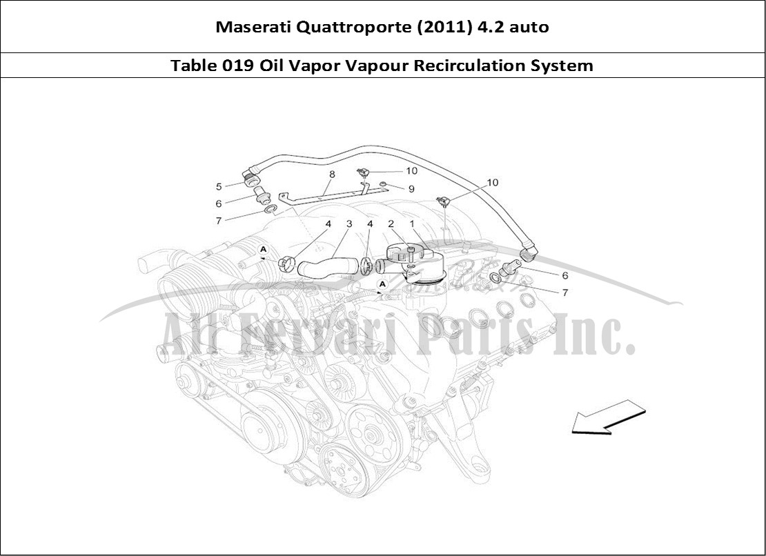 Ferrari Parts Maserati QTP. (2011) 4.2 auto Page 019 Oil Vapour Recirculation