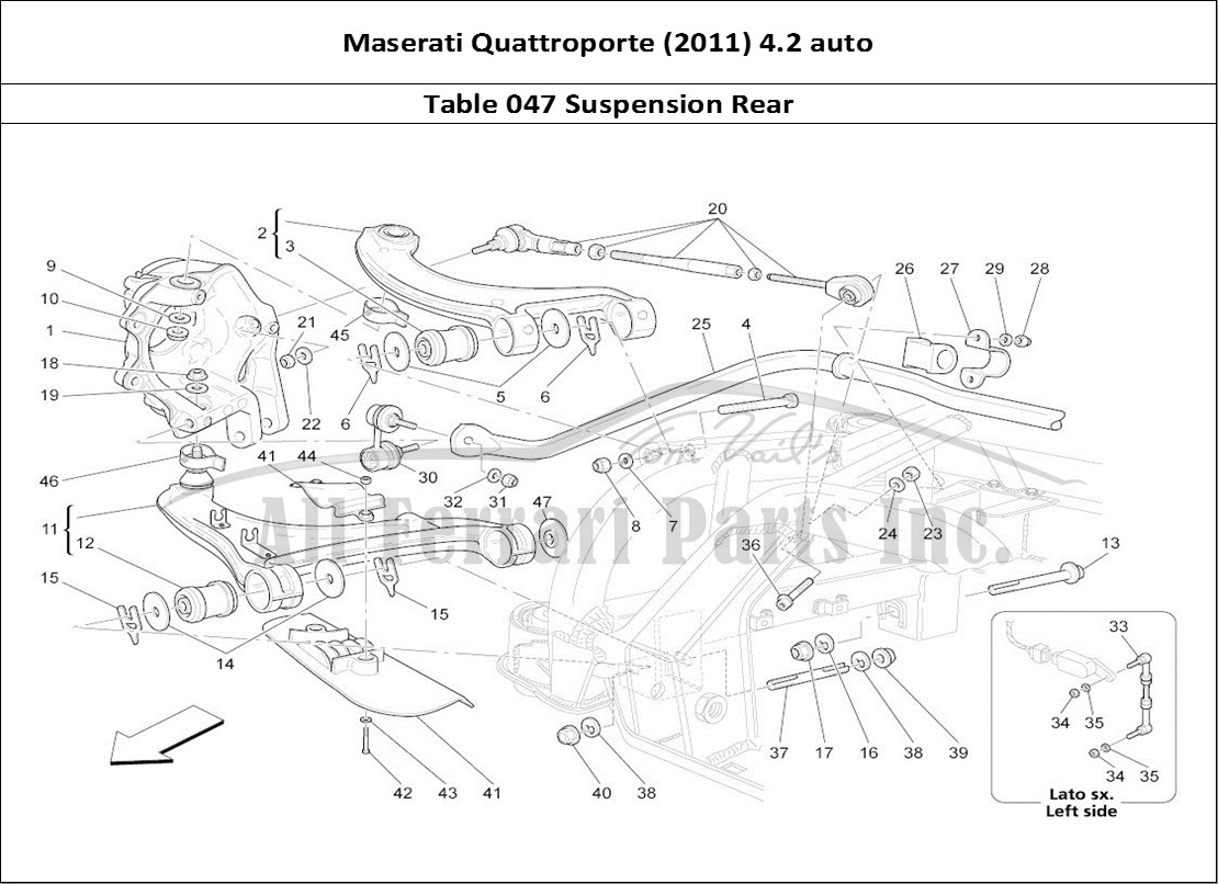 Ferrari Parts Maserati QTP. (2011) 4.2 auto Page 047 Rear Suspension