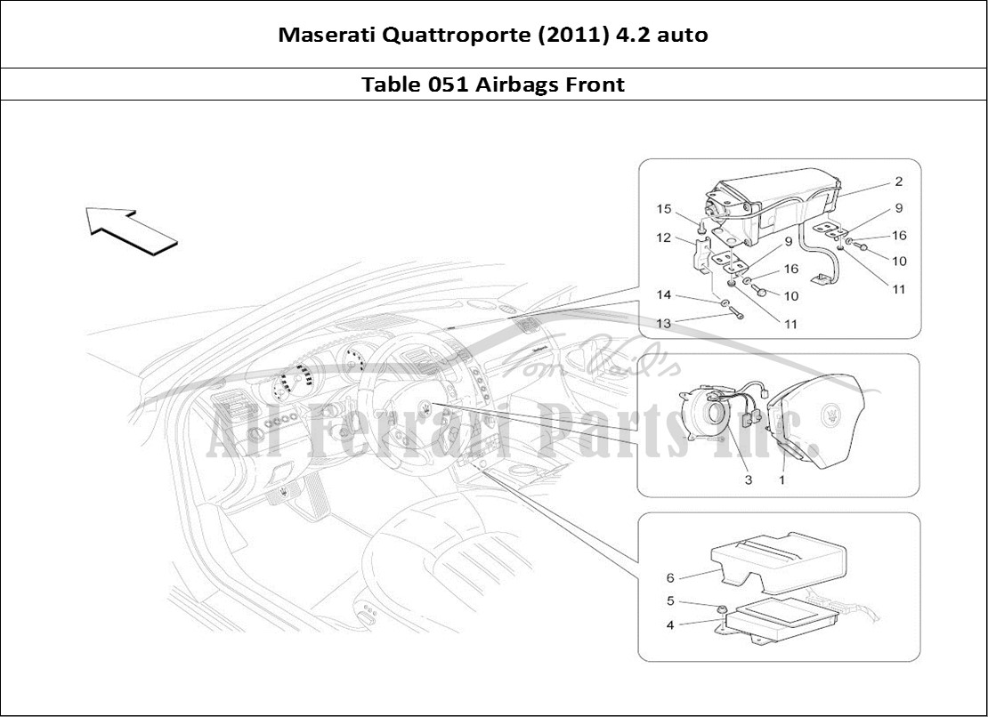 Ferrari Parts Maserati QTP. (2011) 4.2 auto Page 051 Front Airbag System