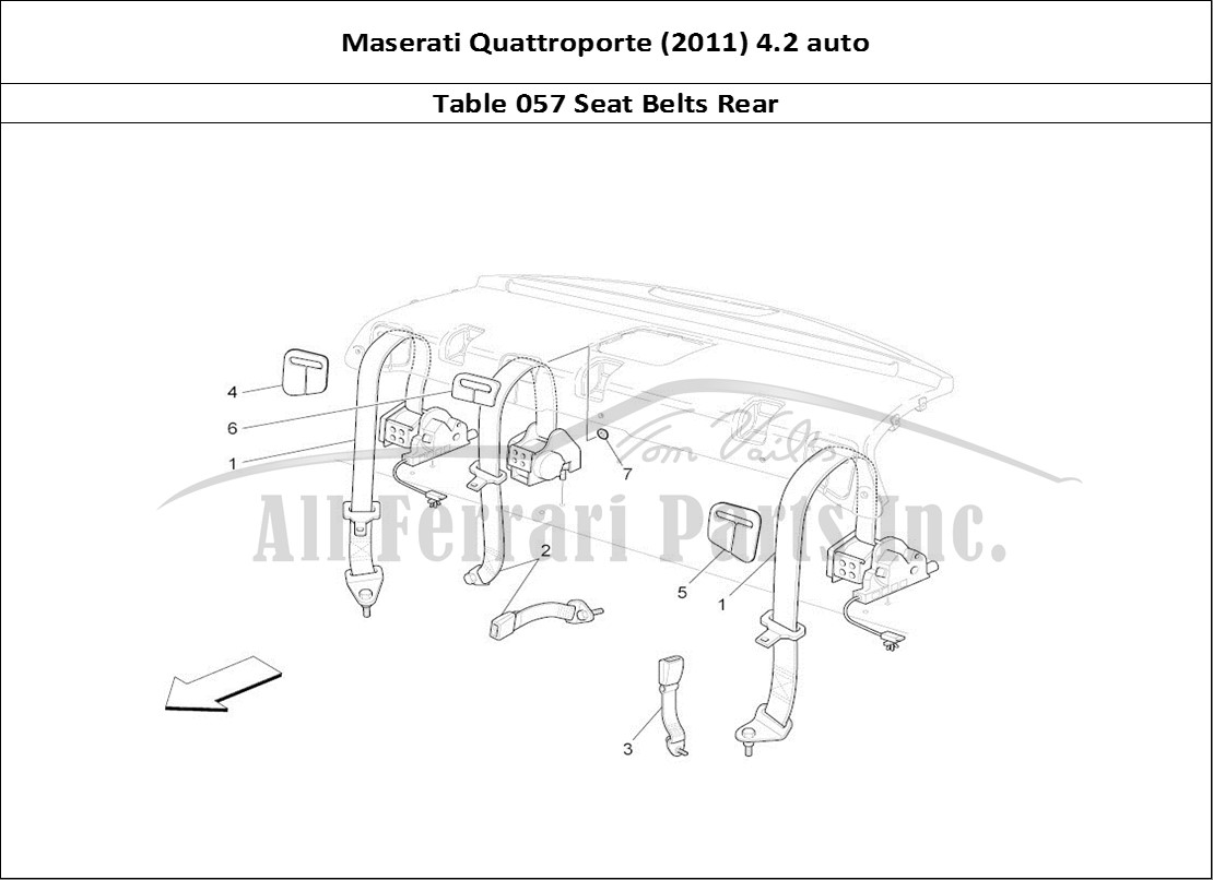 Ferrari Parts Maserati QTP. (2011) 4.2 auto Page 057 Rear Seat Belts