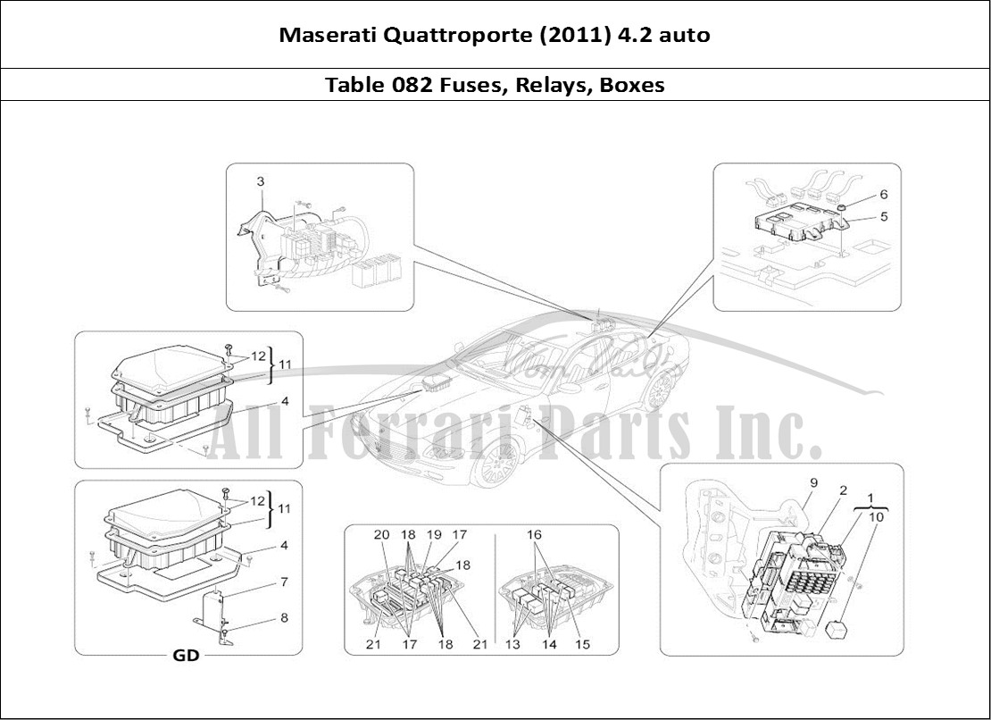 Ferrari Parts Maserati QTP. (2011) 4.2 auto Page 082 Relays, Fuses And Boxes