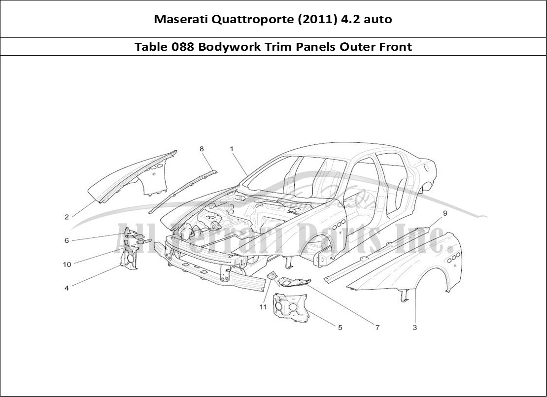 Ferrari Parts Maserati QTP. (2011) 4.2 auto Page 088 Bodywork And Front Outer