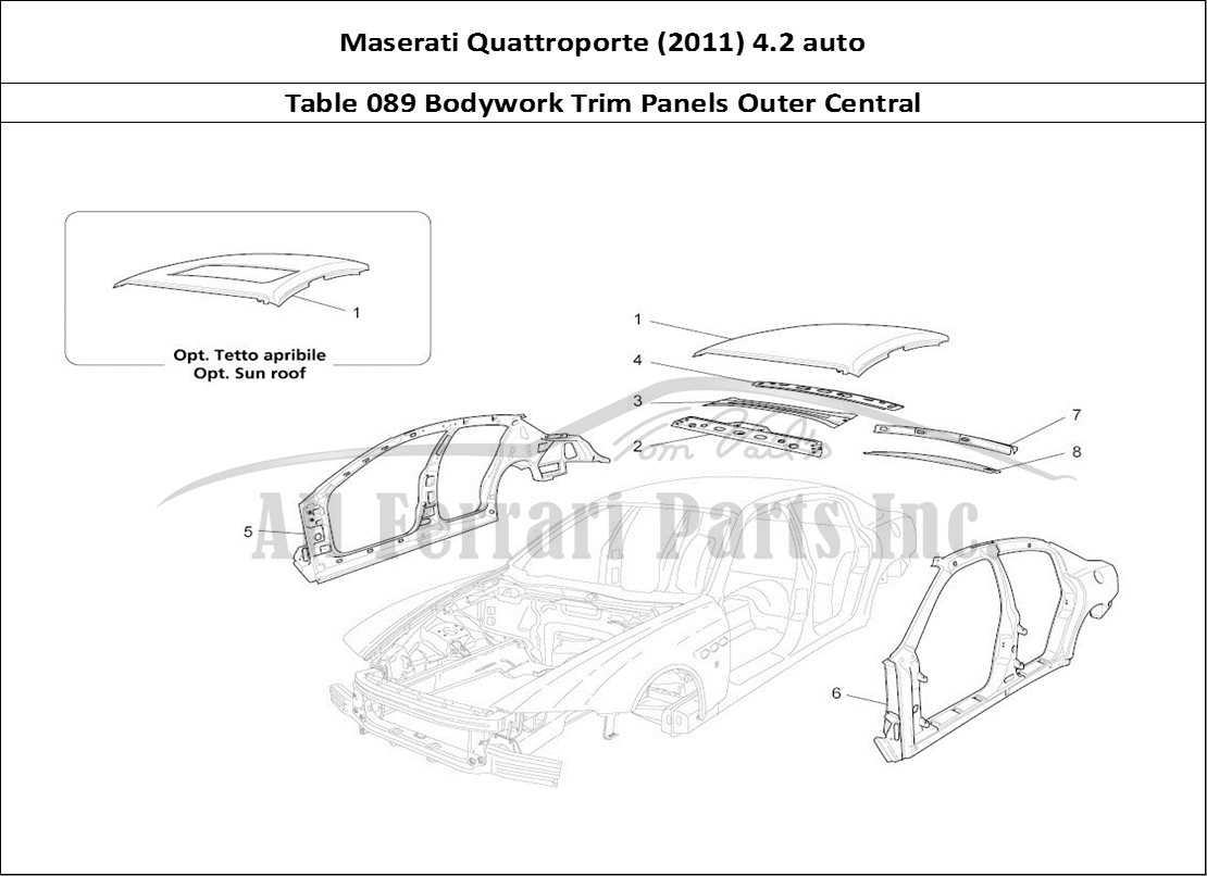 Ferrari Parts Maserati QTP. (2011) 4.2 auto Page 089 Bodywork And Central Oute