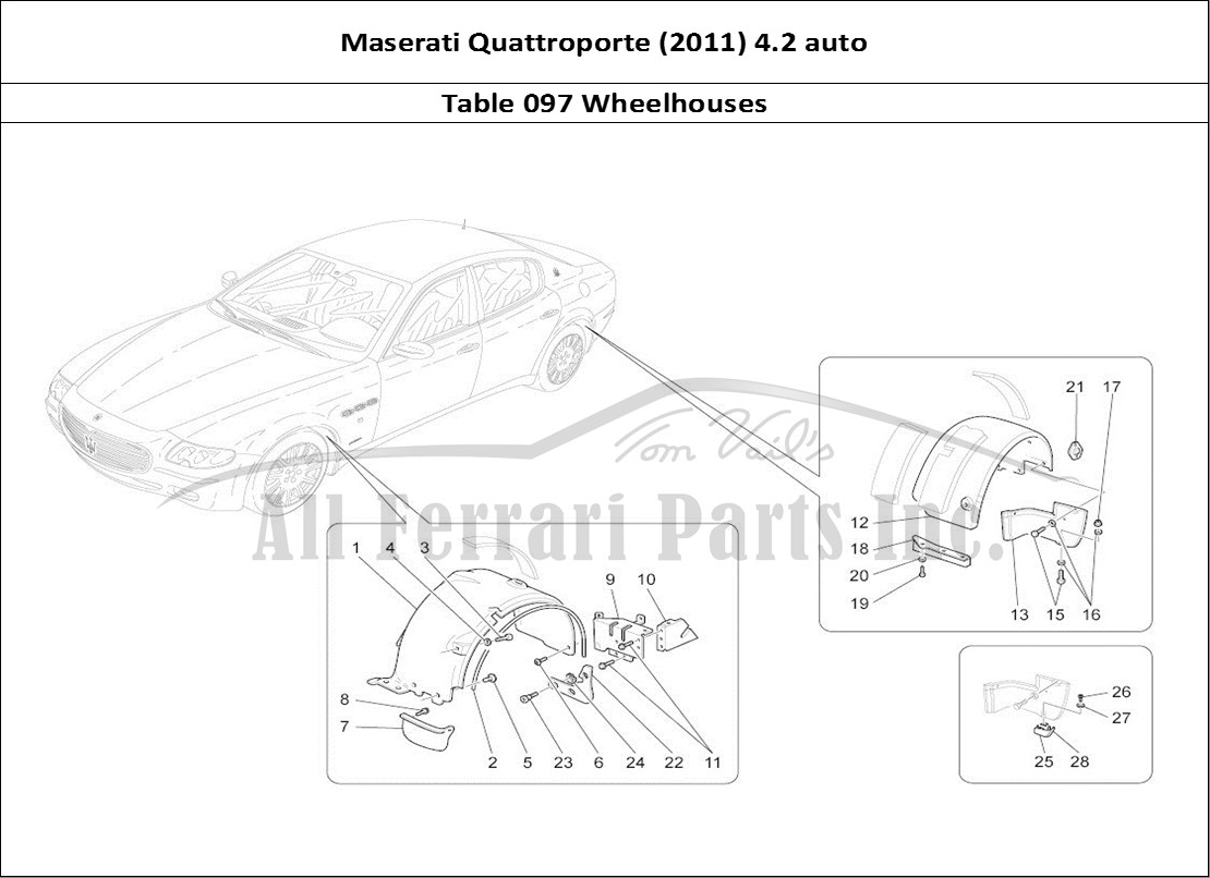 Ferrari Parts Maserati QTP. (2011) 4.2 auto Page 097 Wheelhouse And Lids