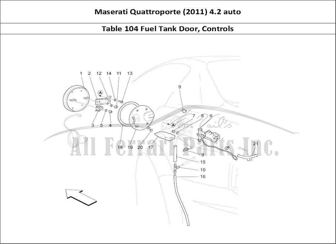 Ferrari Parts Maserati QTP. (2011) 4.2 auto Page 104 Fuel Tank Door And Contro
